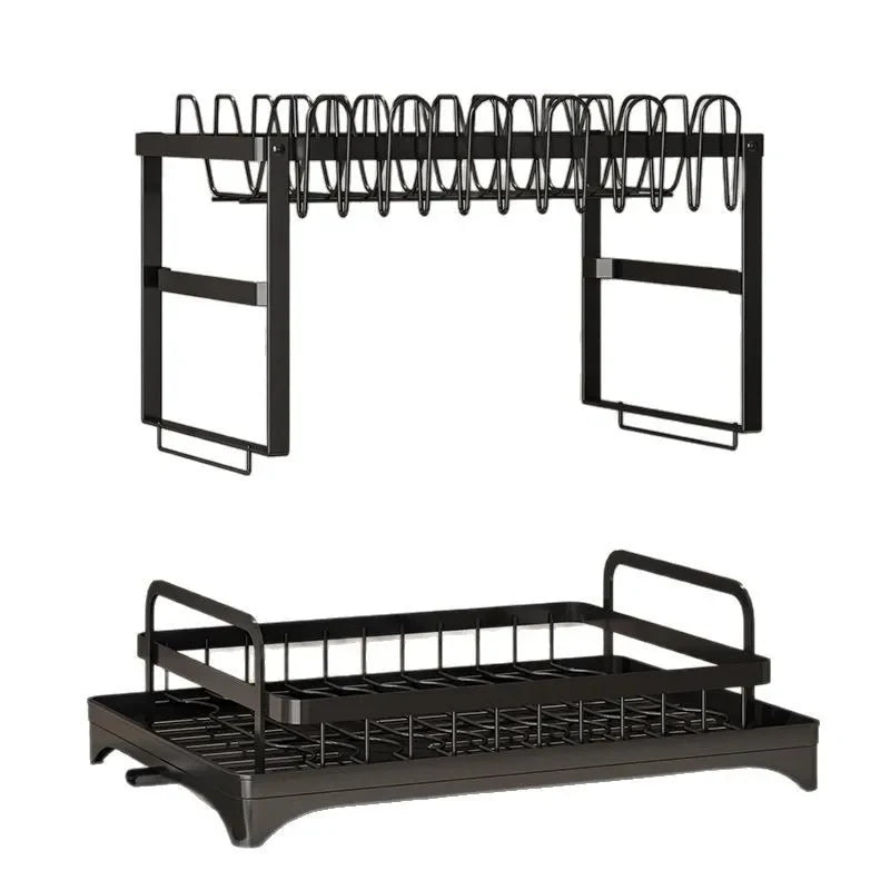 New Kitchen Dish Rack Drain Rack Storage Rack Countertop Dishes Chopsticks Holder with Cup Dish Organizer