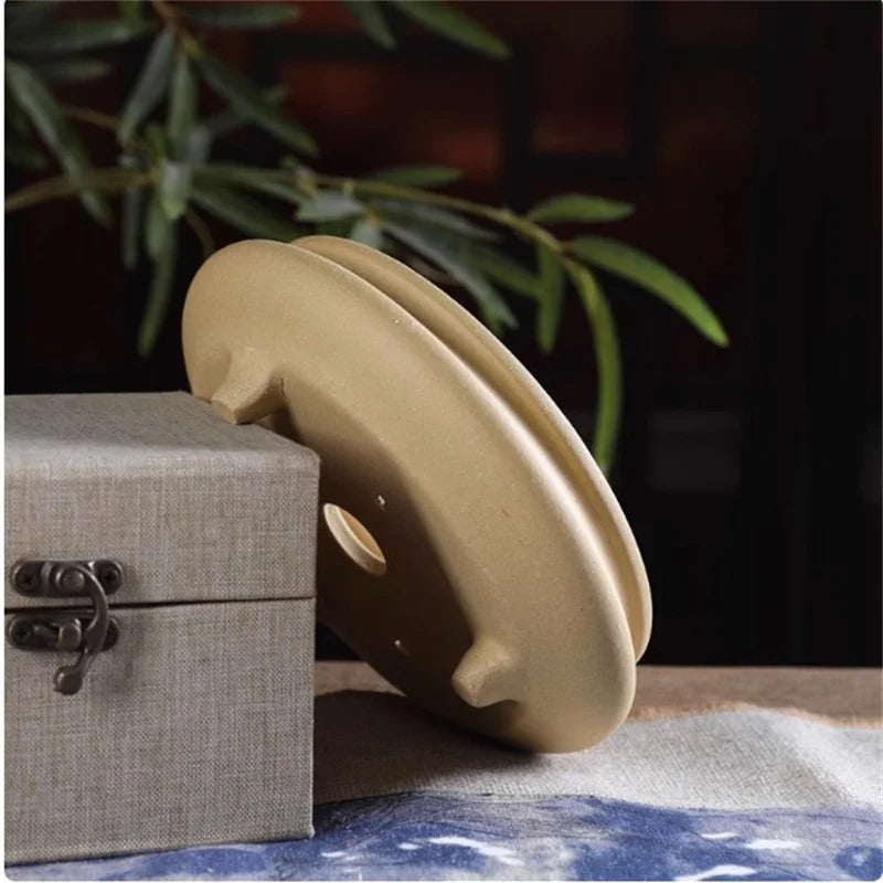 Ceramic Bonsai Pot, Flat Circle Pot, 4 Color,Purple Sand,Round Flower Pot, Home Decoration