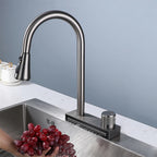 Popular Waterfall Faucet 304 Stainless Steel Hot And Cold Rainfall Kitchen Sink Water Taps Pull Out Spray Kitchen Sink Faucet