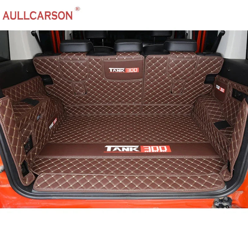For GWM Tank 300 2023 2024 Custom Trunk Mats Leather Durable Cargo Liner Boot Carpets Interior Cover Car Accessories
