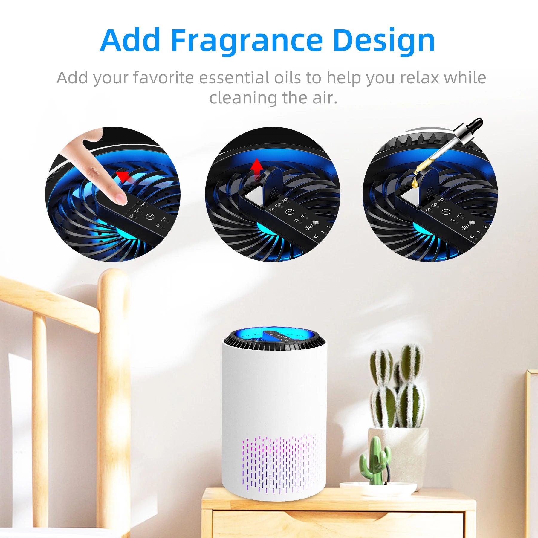 AROEVE Air Purifiers Fragrance for Bedroom Home Smoke Pollen Dander Ha