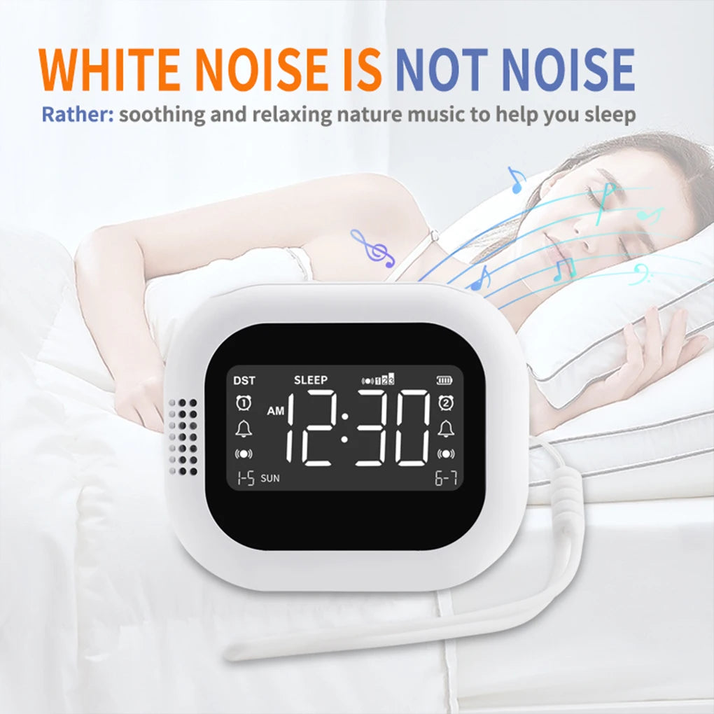 Rechargeable  Vibrating Alarm Clock Wireless Loud Alarm Clock With White Noise Deep Sleep Digital Travel Clock Snooze Function