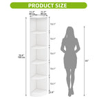 YITAHOME White 5-Tier Corner Bookcase - 30x30x180cm Wooden Shelf, Open Storage for Living Room & Office - Freestanding (White)
