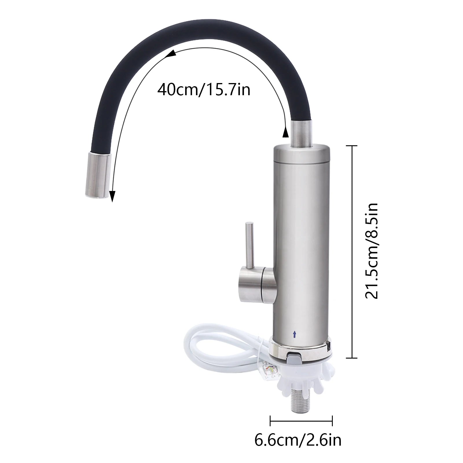 3000W Stainless Steel Kitchen Electric Faucet Rotatable Hose High Safety Hot and Cold Water Control Faucet