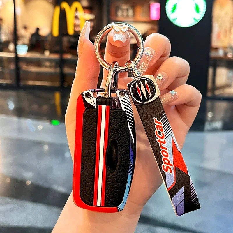 Racing Style Metal Car Key Case Fob Cover for Ford Fiesta Focus Ecosport Kuga Escape Falcon C-Max Territory Mondeo Galaxy