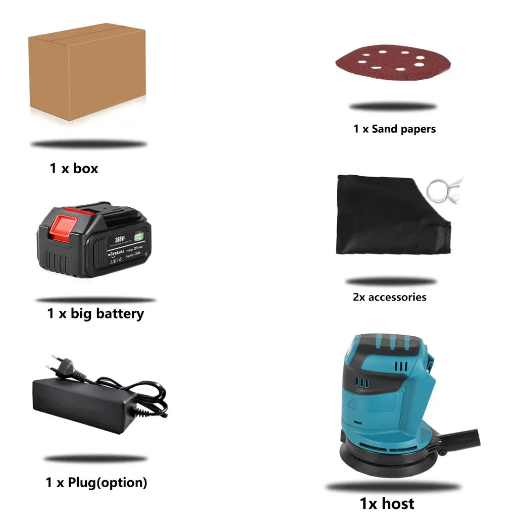 3 Speed Random Orbit Electric Sander 125mm Sandpaper Wood Grinder Polishing Machine Sander Power Tools For Makita 18V Battery