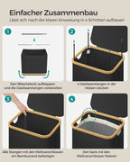 SONGMICS laundry basket with Lid Laundry Collector 90 L Removable Laundry Bag Oxford Fabric Bamboo Handles