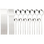 24Pcs Dinnerware Set Stainless Steel Tableware Knife Fork Tea Spoon Cutlery Set Multiple Colour Silverware Kitchen Flatware Set