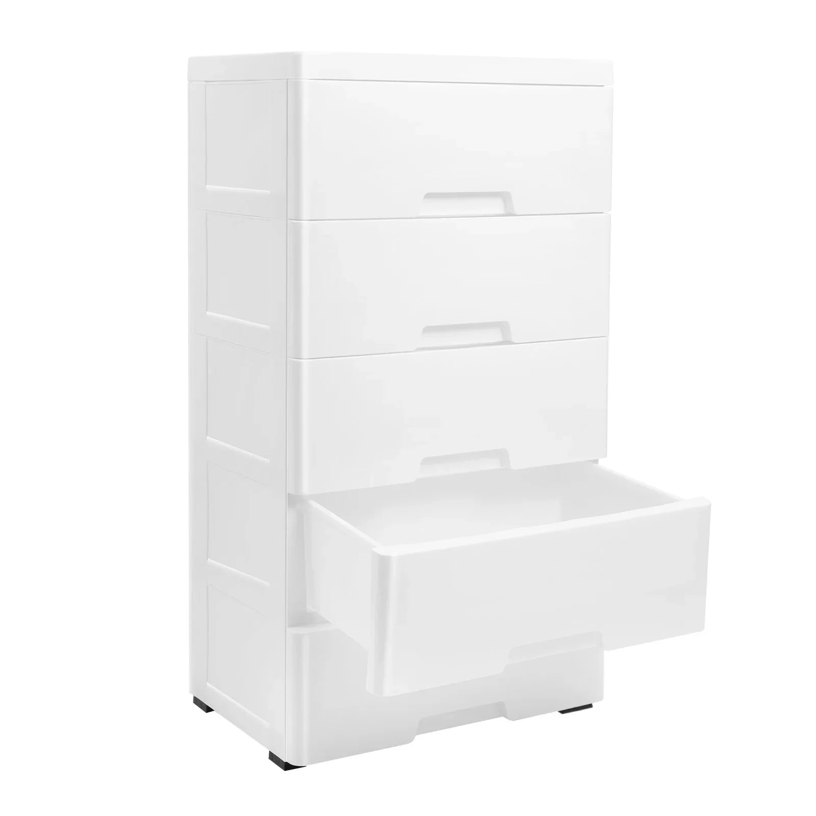 White Dresser,Storage Tower with 5 Drawer and 4 Wheels,Tall Organizer Rack for Bedroom,Living Room,Highly Sealed Snap Design