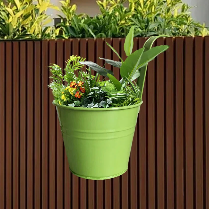 6/10PCS Metal Flower Pot With Detachable Handle Wall Mounted Hanging Planter Balcony Garden Office Planter Home Garden Decor