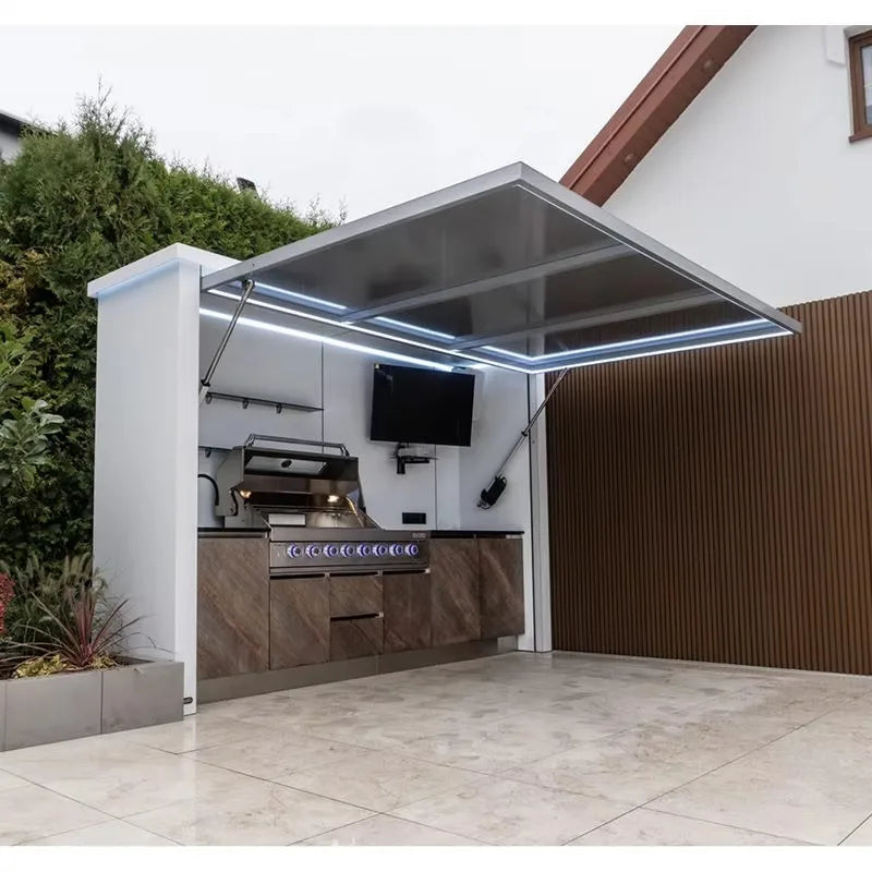 Stainless Steel Outdoor Kitchen Cabinet Modern for BBQ Shed with Pool House Furniture Outdoor Living Area Custom