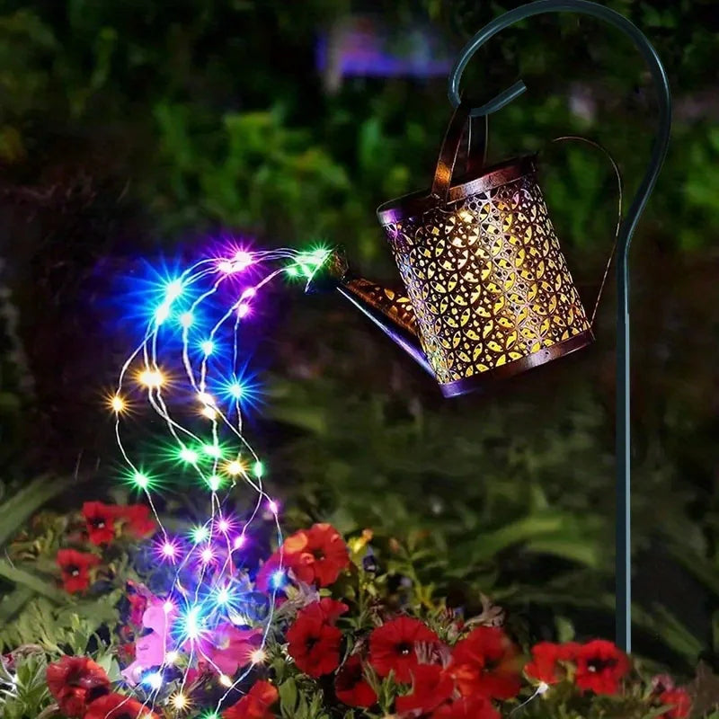 Solar Watering Can Light Retro Metal Kettle String Lights Waterproof LED Fairy Lights Hanging Solar Powered Garden Outdoor Decor
