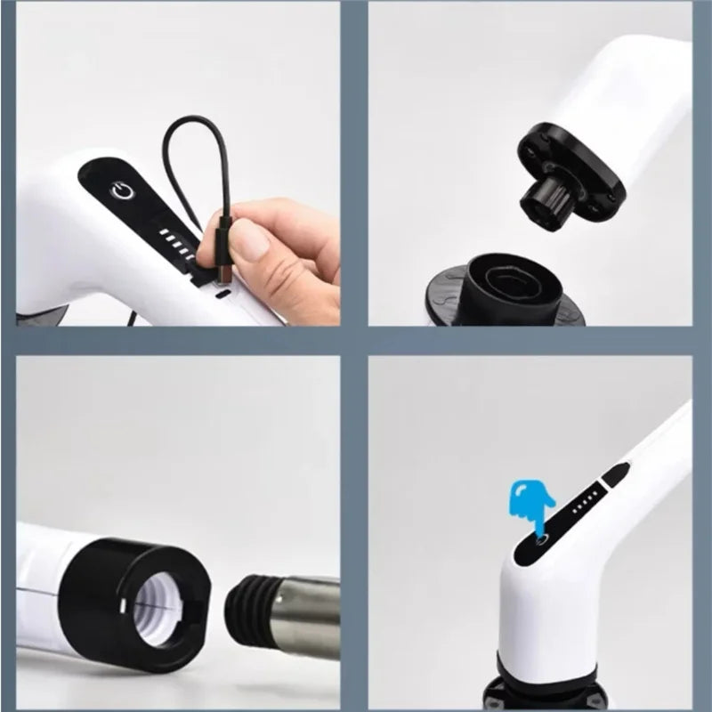 9 in 1 Electric Spin Scrubber Cordless Cleaning Brush Shower Scrubber Adjustable Extension Handle Waterproof For Tub Tile Floor