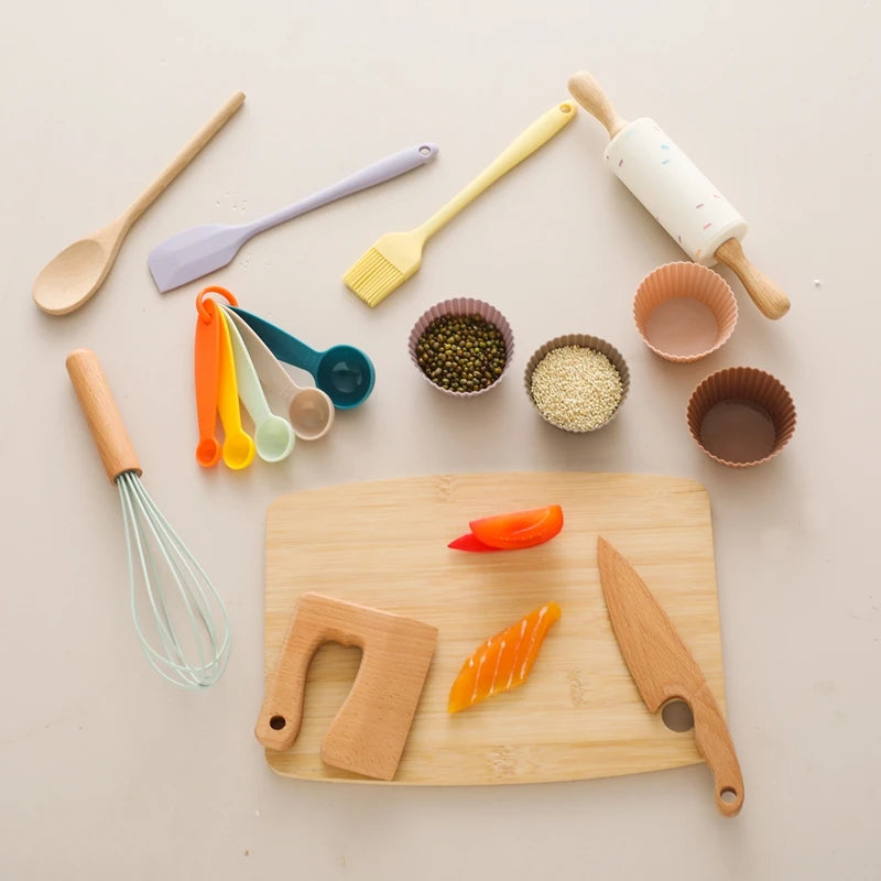 Kids Play Kitchen Set, Pretend Play Cooking Toys Set, Kitchen Toys Playset For Toddlers, Cutting Board Apron for Kids Kitchen