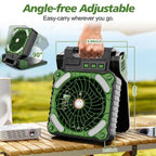 Portable Solar Powered Camping Fan With LED Lantern 10000mAh Battery C
