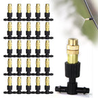10-100PCS Adjustable Brass Spray Nozzles with 1/4” Tee Joint for Garden Greenhouse Lawn 4/7mm Hose Misting Watering Sprinkler