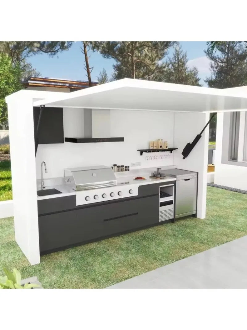Customized Outdoor Kitchen Gas Grill Kitchen Cabinet and BBQ Grill With Shed Outdoor Kitchen Modules