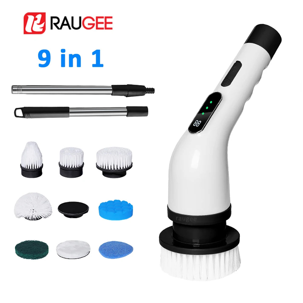 9 In 1 Electric Cleaning Brush Multifunctional Cleaning Brush For Bathroom Kitchen Toilet Wireless Rotatable Home Cleaning Brush