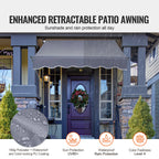 SucceBuy Patio Retractable Awning Sunshade Shelter with Manual Crank Handle Outdoor Canopy Sunsetter Deck for Balcony Yard