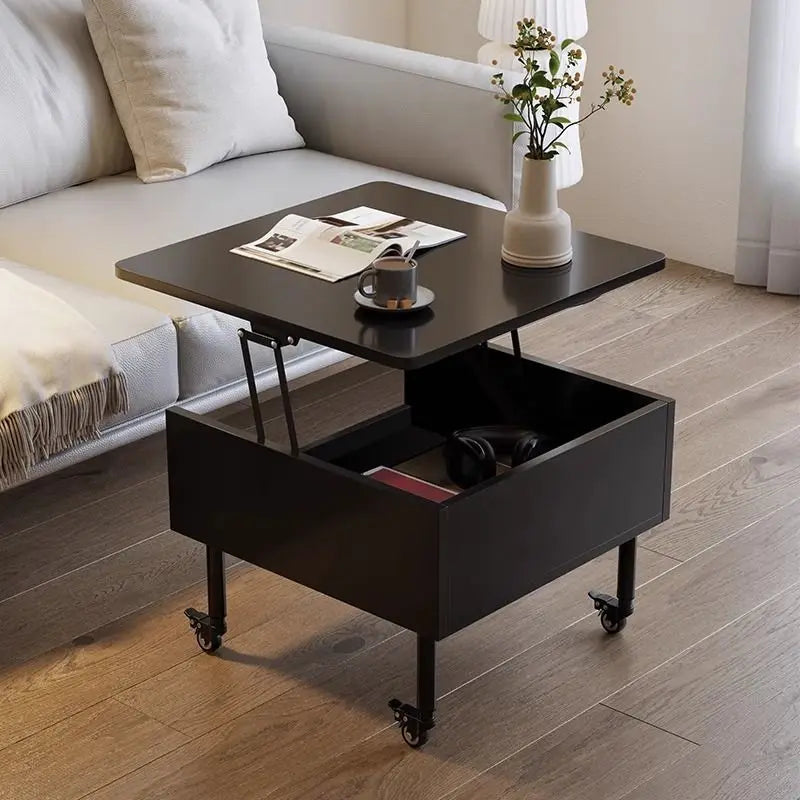 Realife Tea Table Simple And Adjustable Solid Wood Rock Board Small Table Japanese Cream Style Movable Living Room Side Table