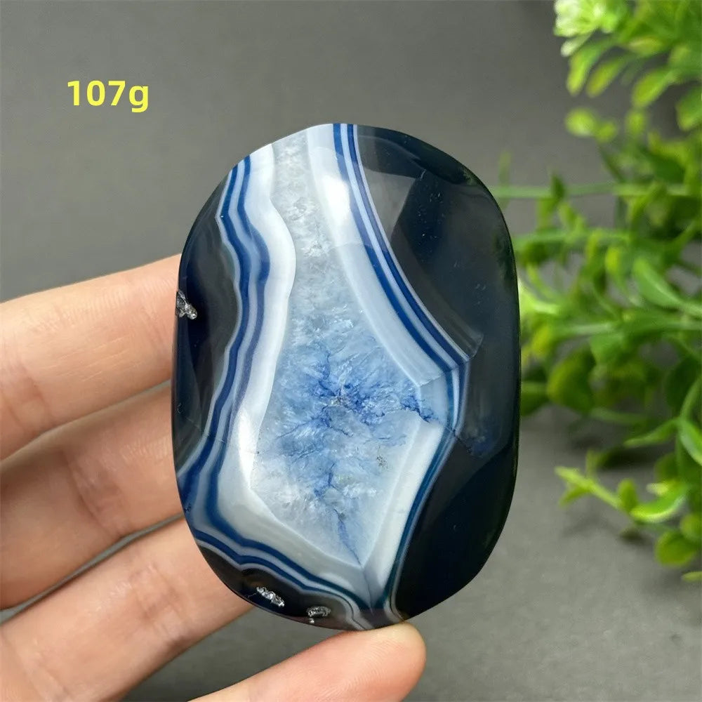 Natural Blue Agate Palm Play Healing Spiritual Meditation Chakra Witchcraft Prayer Energy Feng Shui Home Decor Gift