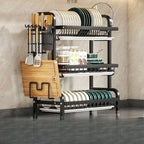 Kitchen Dish Drying Rack Countertop Organizer with Utensil Holder Cutting Board & Spice Rack