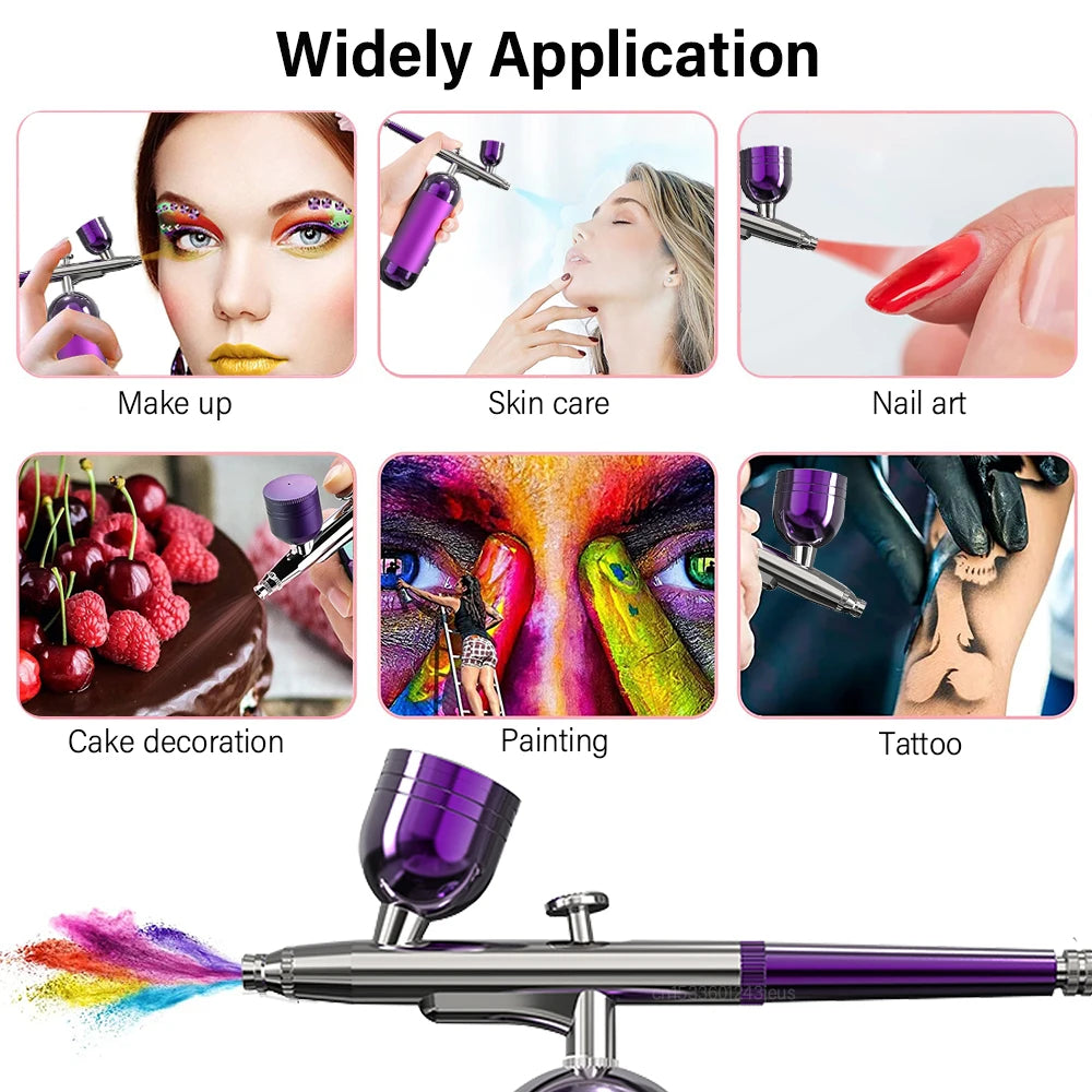 Rechargeable Airbrush with Compressor Portable Nail Art Air Brush Includes Spray Gun Tools for Nail Art Makeup Painting