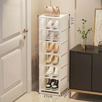 Household Metal Shoe Rack Multi-Layer Stackable Adjustable Simple Shoe Cabinet with Compartment Cloth for Wall Corner Entrance