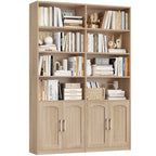 Getone Bookshelf Books wardrobe high wardrobe with 12 compartments 4 doors standing rack for living room office kitchen 115x27x185.5 cm