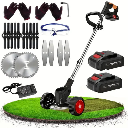 Cordless Lawn Trimmer & Weed Wacker - 20V Grass Edger with 2 Li-Ion Batteries & 3 Blades | AlluCanFind