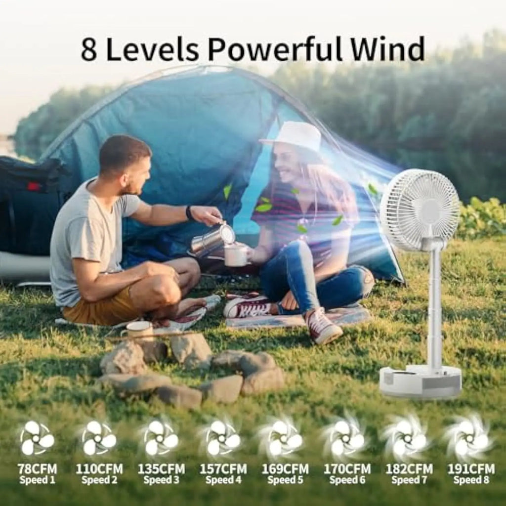 Portable Standing Oscillating Fan with Remote 20000mAh White Rechargea