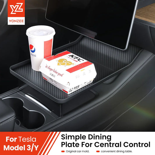 YZ For Tesla Model 3 Y 2021-2025 Dining Tray Central Control Plate Board Center Console Drink Fast Food Table Holder Accessorie