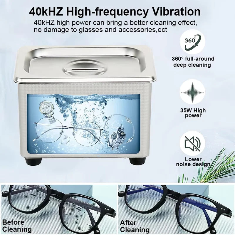 0.8L Optical Ultrasonic Cleaner 40kHz Ultra Sonic Cleaner with Timer Ultrasonic Jewelry Cleaner Ultrasonic Cleaning Machine