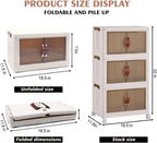 3-Tier Foldable Storage Box with Wheels, Stackable Collapsible Storage Box Portable Organizer Versatile Closet for Home/Office