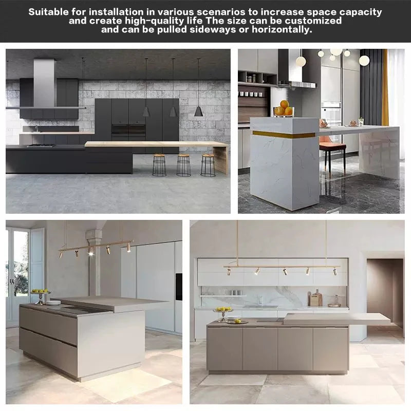 Electric Kitchen Island Telescopic Track Motorized Slide Rail Durable Hardware Adjustable For Countertop Dining Table Bar
