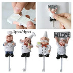 Kitchen Creative Chef Cartoon Storage Rack Hooks Wall Hanger Kitchen Hooks For Utensils Suitable Household Bedroom Door Hook