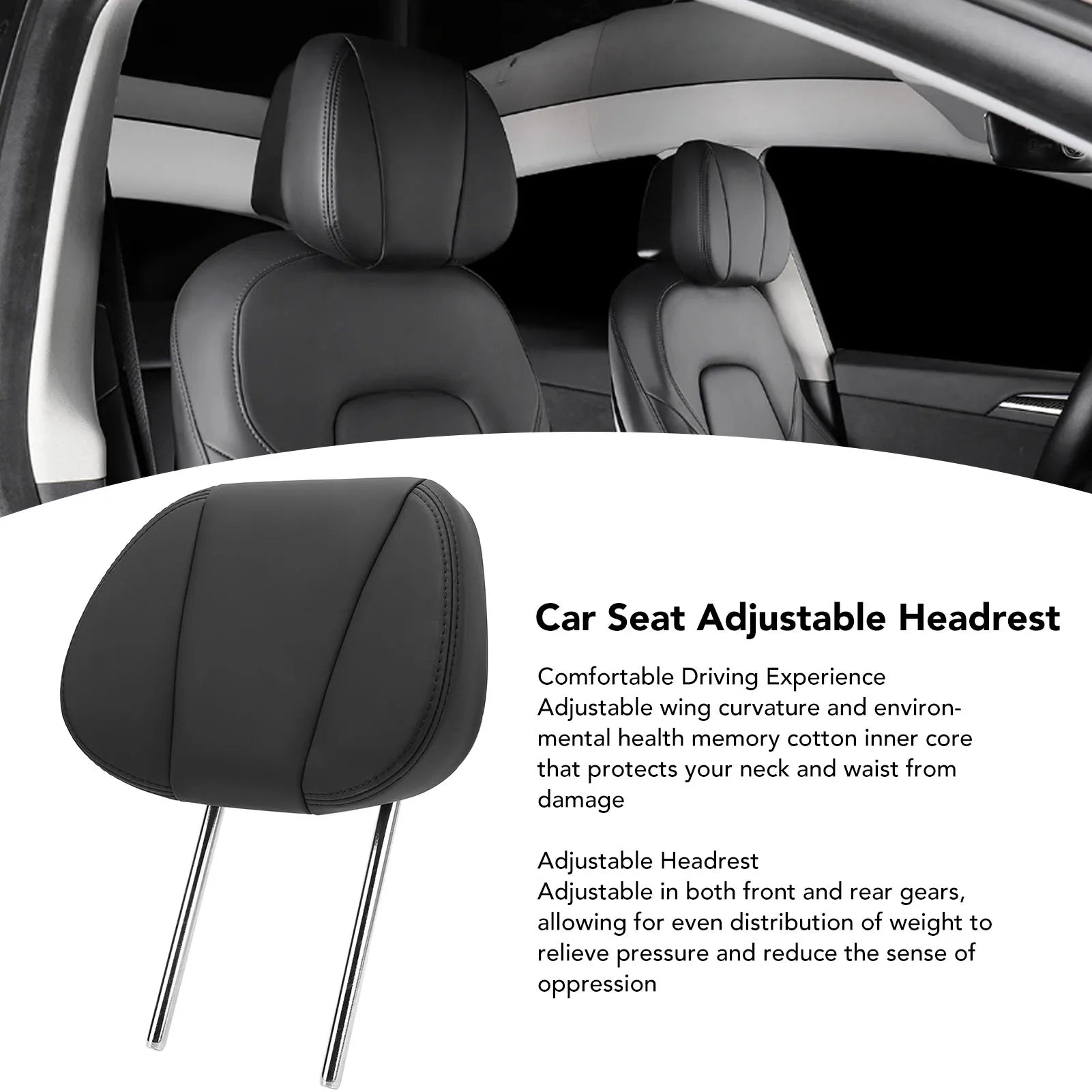 Car  Headrest 8 Way Adjustable Relieve Neck Fatigue Seat Headrest Replacement for   Y Car Seat Head Cushion