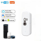 Tuya Smart WiFi Hygrometer Thermometer Real-Time Alerts Voice Alarm No Hub Required for Hotels Android Operating System Battery