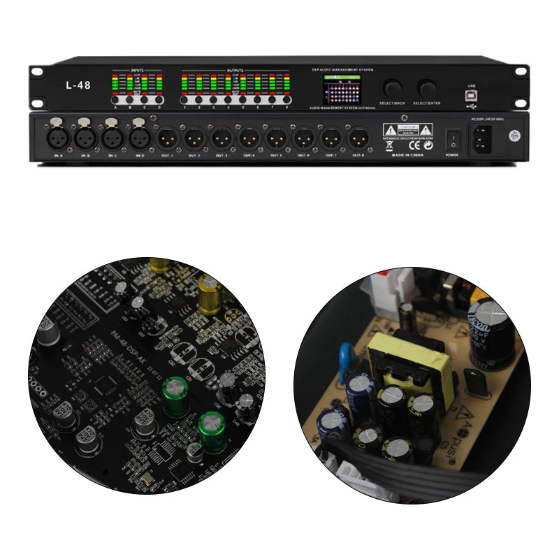 Paulkitson L-48 Professional Digital Audio Processor 4 IN 8 OUT 32-bit DSP Audio Speaker Management System Stage Performance