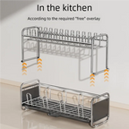 New Kitchen Dish Drying Rack Narrow Sink Side Countertop Dish Rack with Drainboard Rustproof Dish Drainer Organize Shelf