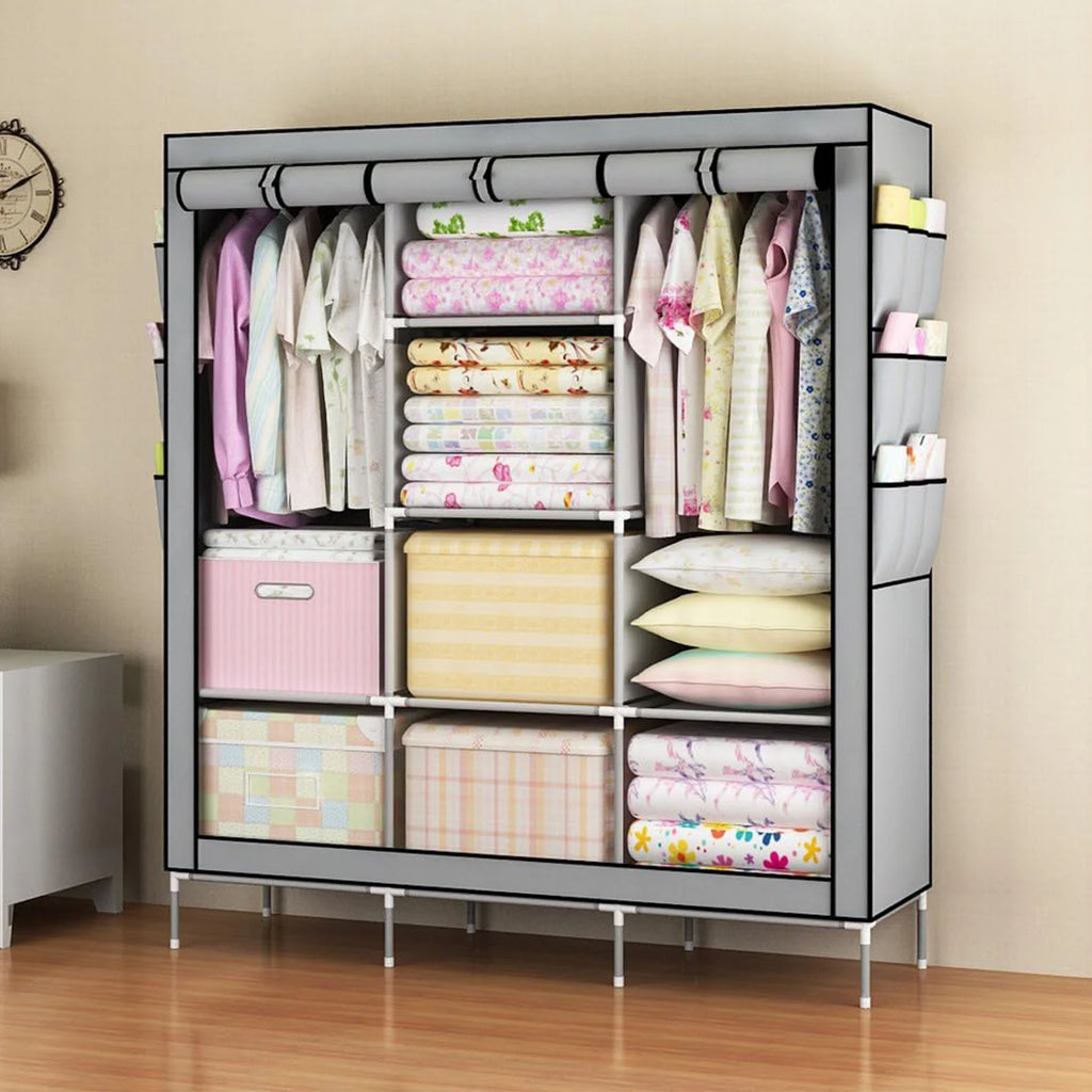 Closet Wardrobe Portable Organizer Storage Rack Clothes Shoe Clothing Shelf Dustproof Non-woven Fabric Quick and Easy to Assembl