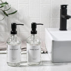 Clear Glass Soap Dispenser Set for Bathroom, Kitchen Liquid Hand Dish Soap Dispenser with Stainless Steel Pump, 2pcs 16 Oz 500ml