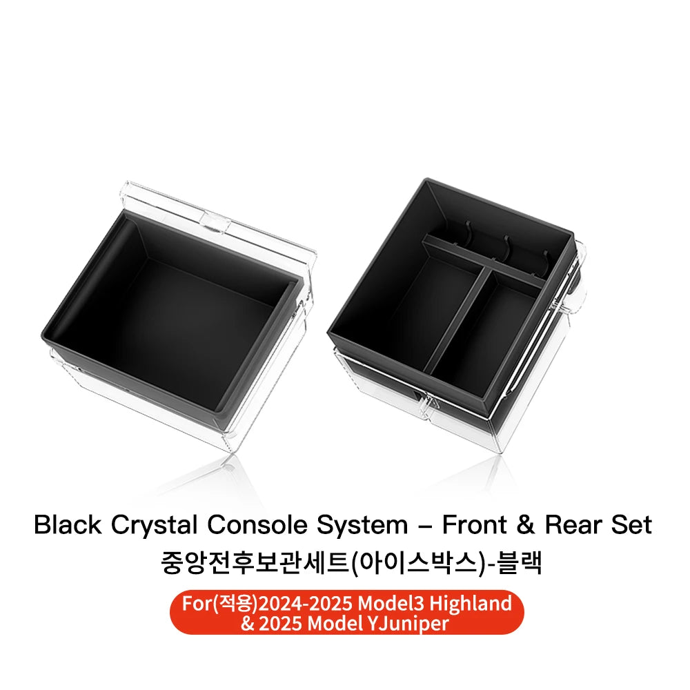 YZ For Tesla Model 3 Highland 2024 Model Y Juniper 2025 Storage Box Center Armrest Hidden Box Cup Holder Organizer Accessories