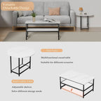 Coffee Table, White Modern Coffee Tables For Living Room, Detachable 2 Small Coffee Tables, Faux White Marble
