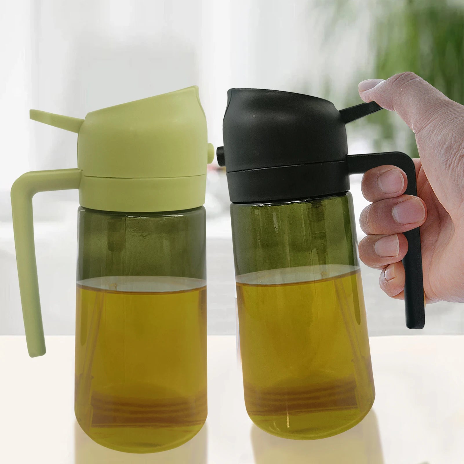 470ml Oil Dispenser Bottle for Kitchen Oil Spray Bottle 2-in-1 Cooking Press-type spray oil bottle Olive Oil dispenser Container