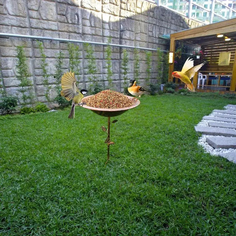 Metal Bird Bath Vintage Iron Tray Bird Feeder Heavy Duty Freestanding Birdbath Garden Decor Yard Stakes Feeding Station for Yard