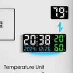 Large LED Digital Wall Clock Alarm Clock with Timing Function Remote Control Ambient Light for Living Room Office Bedroom Decor