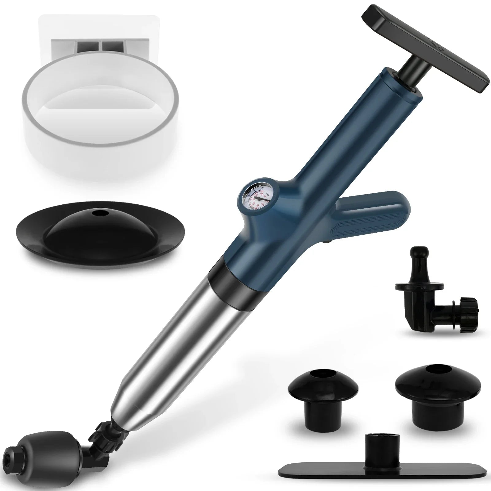 Toilet Unclogger High Pressure Air Toilet Plunger with Real-Time Barometer Drain Clog Remover for Toilet FloorDrain Kitchen Sink