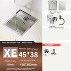 Hidden Bar Sinks Cup Washer 304  Stainless Steel Kitchen Sink Small Silver Single Slot With Lid Bar Balcony Wash Basin