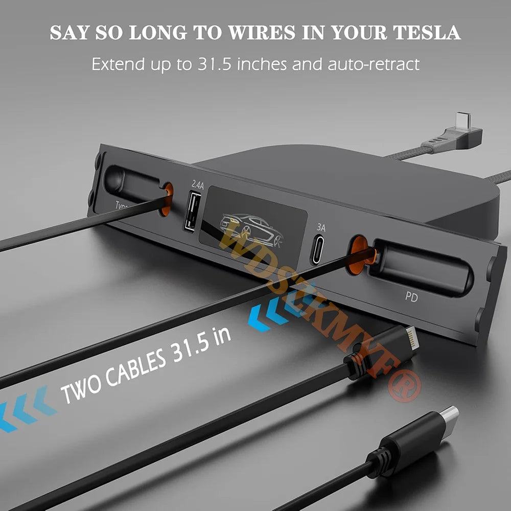 Quick Charger USB Shunt HUB For Tesla Model 3 Model Y 27W Intelligent Docking Station Car Adapter Powered Splitter Extension